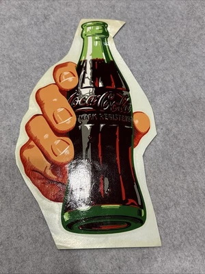 COKE COCA COLA WINDOW STICKER DECAL VINTAGE RESTORATION MACHINE 15" LARGE - Image 1 of 4