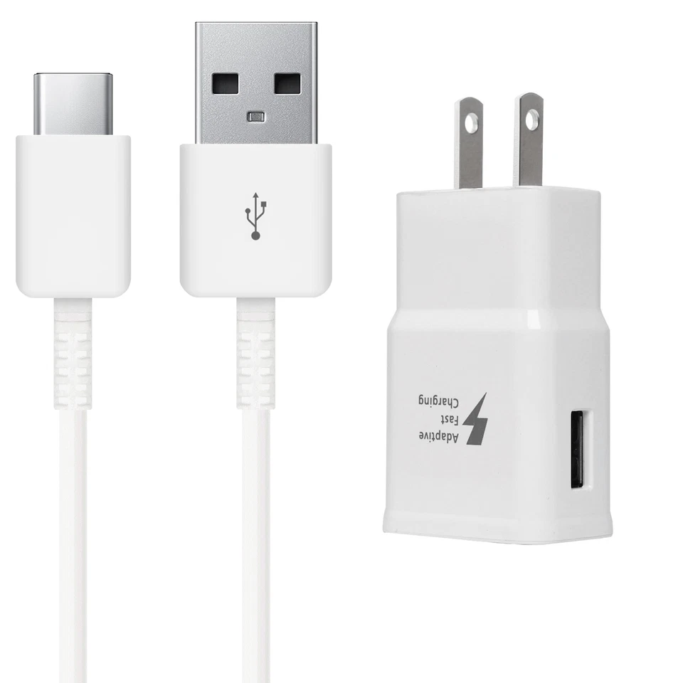 Cargador de pared USB rápido original Samsung Galaxy Note 8 S8 S9 Plus cable tipo C de 4 pies Foto 1 de 4