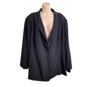 Catherines Womens Navy Blue Button Front Blazer Plus Size 3X 26 28 Lined u - Picture 1 of 8