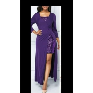 Elegant Rosewe 2pc purple sequin Embellished Dress Size Large - Picture 1 of 8