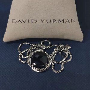 David Yurman Infinity Pendant Black Onyx Necklace With Pouch