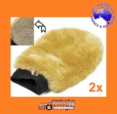 2 x MITONES SUPER SUAVES DE LANA DE CORDERO PARA COCHE/LAVADO AUTOMÁTICO.Malla suave para eliminar insectos en la parte posterior  Foto 1 de 4