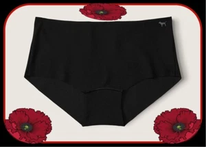 L NOSHOW Dark NOIR Black LowRise Victorias Secret PINK Boyshort Brief Pantie - Picture 1 of 7