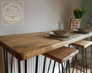 Reclaimed wooden industrial console bar and table Hairpin legs - Picture 1 of 11