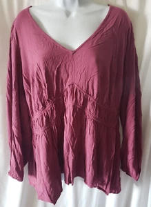 Torrid Plus Blouse Size 3/3XL Baby Doll Cottagecore Tiered Flowy Boho V-Neck - Picture 1 of 10