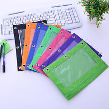 Zippered Binder Pencil Pouch with Rivet Enforced Hole School 3 Rings Pencil Case