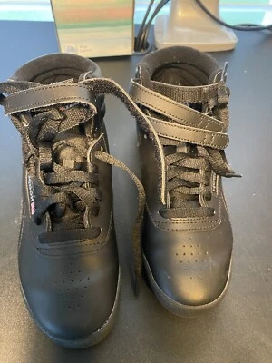 Size 4 - Reebok Freestyle High Top Black Tennis Shoe - Image 1 of 4