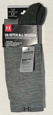 Under Armour UA Hitch All Season Boot Socks 1 Pair Cushioned Men 4-8 Grey Wool - Image 1 of 4