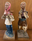 Mexican Folk Art Paper Mache Sculptures Elderly Peasant Man And Woman