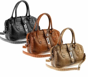 Italy Damen BOWLING Bag Hand-Tasche Schultertasche Henkeltasche kunst-Leder hobo - Picture 1 of 25