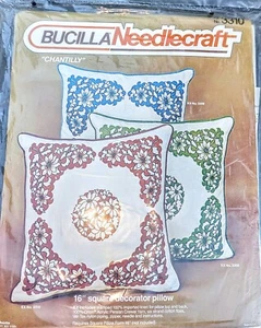 Bucilla Needlecraft Chantilly  No. 3310 16" Square Decorator Pillow-Dark Orange - Picture 1 of 2