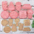 8Pcs/Set Birthday Theme Cookie Cutters Plastic 3D Pressable Biscuit Mold Tool