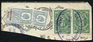 KGVII 15/- x 2 Foreign Bill plus Chile 10p Green Pair on PIECE - Picture 1 of 1