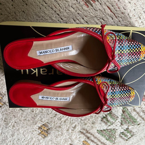MBT MANOLO BLAHNIK Nastro Multicolore Mules Taglia 36 Usatoo+ Ottimo Reg Dalppone