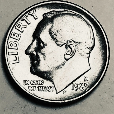 1985 D Roosevelt dime Cover