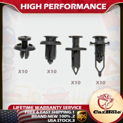 40Pcs Car Body Bumper Push Pin Rivet Retainer Trim Moulding Fender Clip Asso New - Image 1 of 4