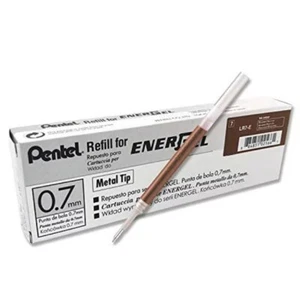 20 X Pentel LR7 Roller Refill for EnerGel Gel Pen 0.7mm Metal Tip - Brown Ink - Picture 1 of 7