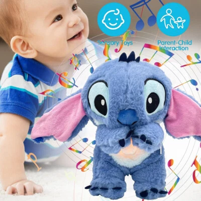 MARKENLOS Schlummer Ruhe Stitch Spieluhr Plüsch Kuscheltier mit Atembewegung & Musik 28cm