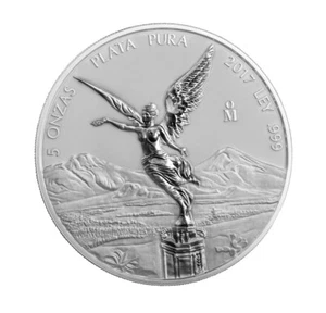 Plata Reverse Proof Libertad Diosa de la Victoria México 2017 5 onzas oz plata - Imagen 1 de 1