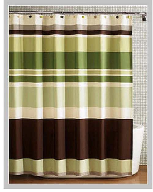 DOSLY IDÉES Cortina De Ducha De Granja, Rayas Beige Y Negra, Cortina De Botones, Tela Tejida De Lino Y Algodón, Estilo Rústico, Estilo Rústico, 72 X 84 Pulgadas