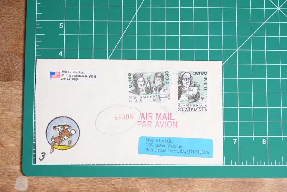 Guatemala 1990s US MILGP APO AA 34024 Cover – UPAE Airmail Stamps to USA - Image 1 of 3