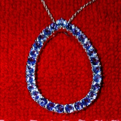 Tanzanite Necklace 3.25 CTW Natural Stones With 18 inch Sterling Silver Chain - Image 1 of 4