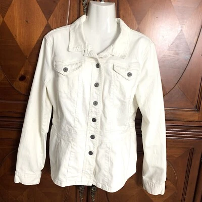 Blazer AXCESS LIZ CLAIBORNE Chaqueta Elastizada Beige Denim Para Mujer Talla Grande Y2K Foto 1 de 4
