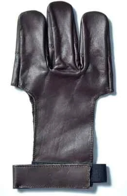 Archery 3 Fingers Tab Black Leather Glove Arrow Guard for Compound Bow Shooting - Image 1 of 3