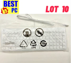 LOT 10 HP USB US Keyboards WHITE New 20-C010 24-G257C 20-C013W 853236-001 - Picture 1 of 5