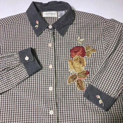 Blusa camisa abotonada a cuadros rosa 100 % algodón Lemon Grass para mujer talla grande Foto 1 de 4