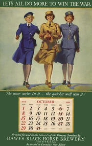 1944 Dawes Black Horse Cervecería Calendario Octubre 1944 12 x 19 Estampado Giclee - Imagen 1 de 1