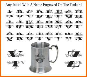 Personalised Initial Stainless Steel US 1 Pint Tankard (500ml) - Foto 1 di 2