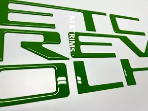 3D LIME GREEN DOMED RAISED TAILGATE LETTERS FOR 2019-25 CHEVY SILVERADO US MADE - Foto 1 di 3