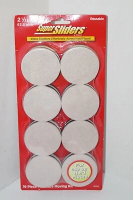 Super Sliders 16 PC REUSABLE FURNITURE SLIDERS 2-1/2" for HARD FLOOR HighQuality - Imagem 1 de 2
