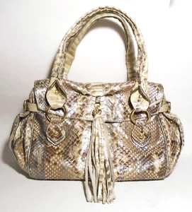 $775 NWT New GHIBLI Beige GENUINE Pearlized SNAKESKIN Tassel LUXURY BAG Italy - Picture 1 of 8
