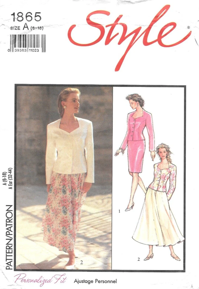 Vintage Style Sewing Pattern # 1865 Misses' Lined Jacket and Skirt Sizes: 6-18 - Image 1 of 2