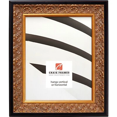 Craig Frames Furio, 1.75 Inch Wide Distressed Black and Gold Picture Frame