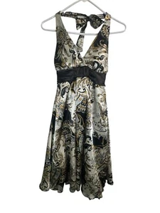 Vintage Speechless Women’s Juniors Formal Dress Black, Ivory, Gold Size 5 Y2K - Picture 1 of 10