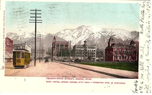 Wasatch Range & Twenty-Fifth Street Reed Hotel Straßenbahn Ogden Utah 1906 - Bild 1 von 2