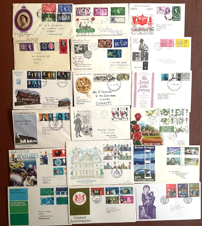 GB Stamps Commemorative First Day Covers 1953 - 1970 - Multiple Listings — 第 1/1 张图片