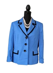 Le Suit Jacket Sz 16 Blue Black Women's Dress Casual French Cuffs Blazer 16P - Picture 1 of 6