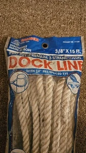 New Samson 3/8" X 15 Ft. Premium 3 Strand Nylon Dock Line With 12" Pre... - Bild 1 von 3