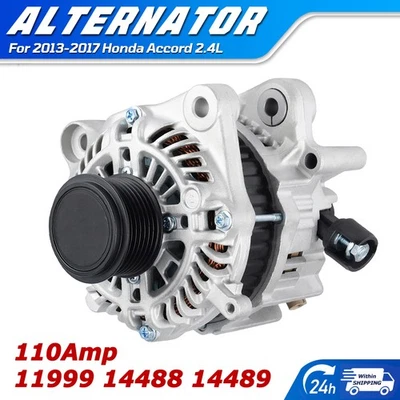 Alternator OEM 11999 14489 For 2013-2017 Honda Accord 2.4L 110Amp 7-Groove CW Foto 1 de 4