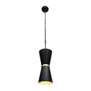 Mad Hatter 2-Light Pendant in Matte Black with French Gold - Picture 1 of 6