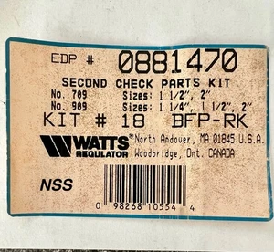 Watts Regler 0881470 Second Check Parts Kit #18 #709 909 1 1/4” 1 1/2” 2” - Bild 1 von 1