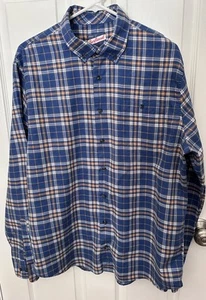 Johnnie-O Flannel Shirt Mens Large Surflannel Ferguson Button Down Blue Plaid - Picture 1 of 8