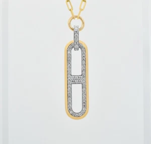 14K Gelbgold elegante Diamant-Halskette - Bild 1 von 12