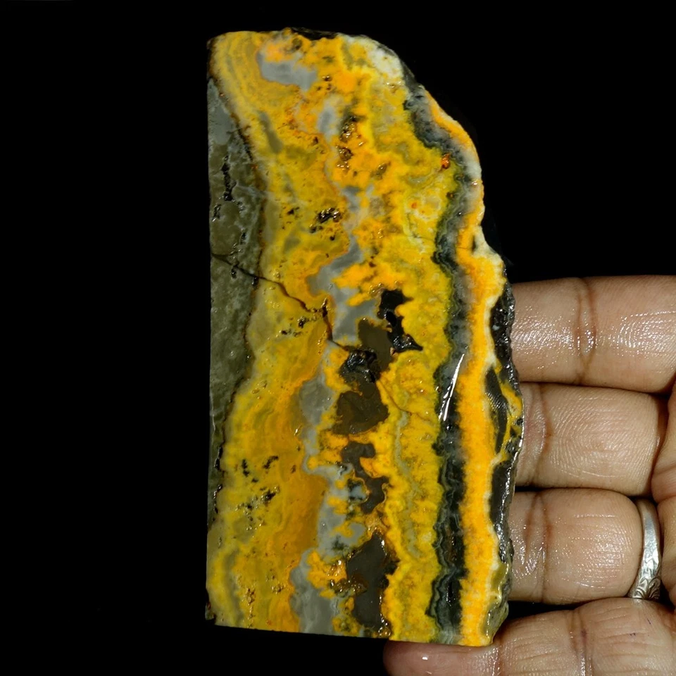 Bumblebee Jasper, slab, cabbing rough, lapidary, gemstone, orange, black,#R643 - Image 1 of 4