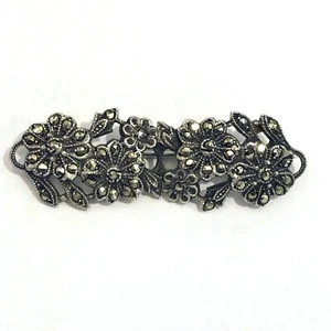 Vintage Marcasite Floral Pin - Sterling Silver - Picture 1 of 3