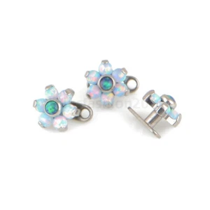 Flor de piedra de ópalo de titanio 14G grado 23 con base anclaje dérmico piercing joyería - Imagen 1 de 3